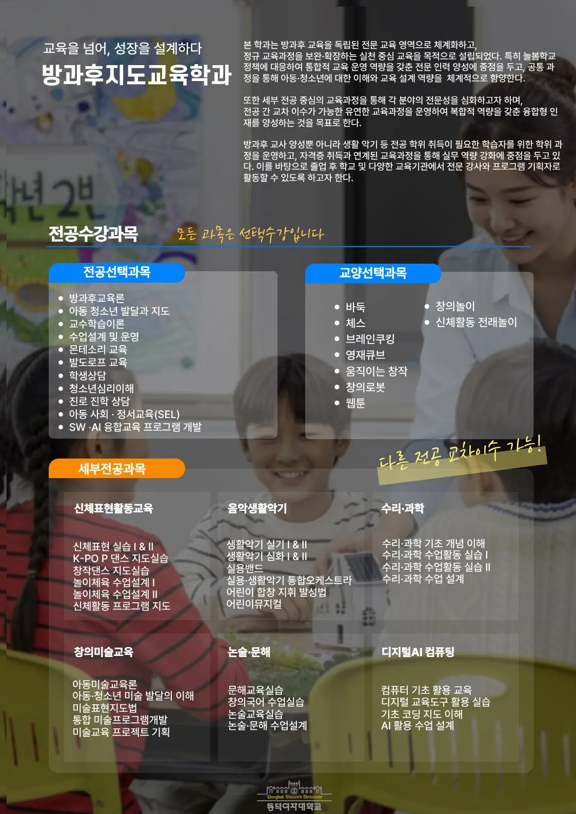 동덕여자대학교 특수대학원 방과후지도교육학과 2027학년도 전기 신·편입생 모집 안내 2